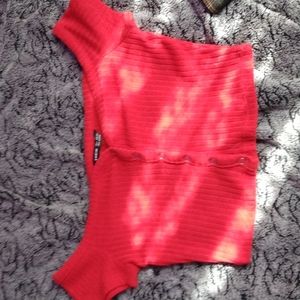 Red off the shoulder crop top